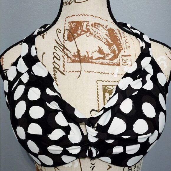 👙LaBlanca, bikini top in black with white dots. NWT, Size 16 - Picture 3 of 9